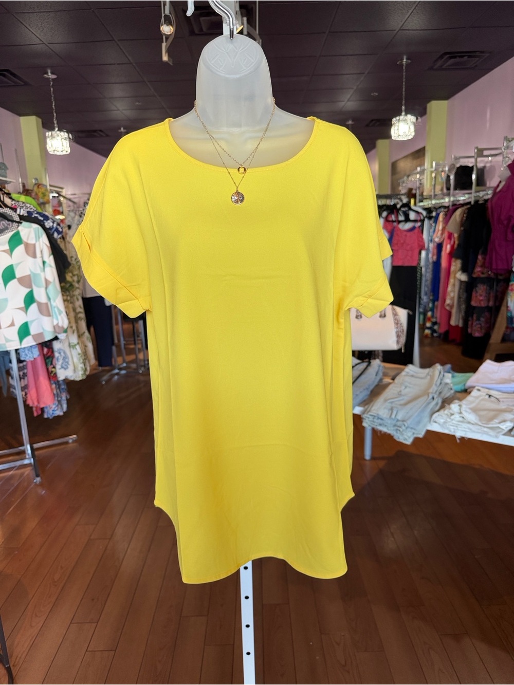 Zenana Outfitters Sunny Yellow Short Sleeve Scoop Neck Top